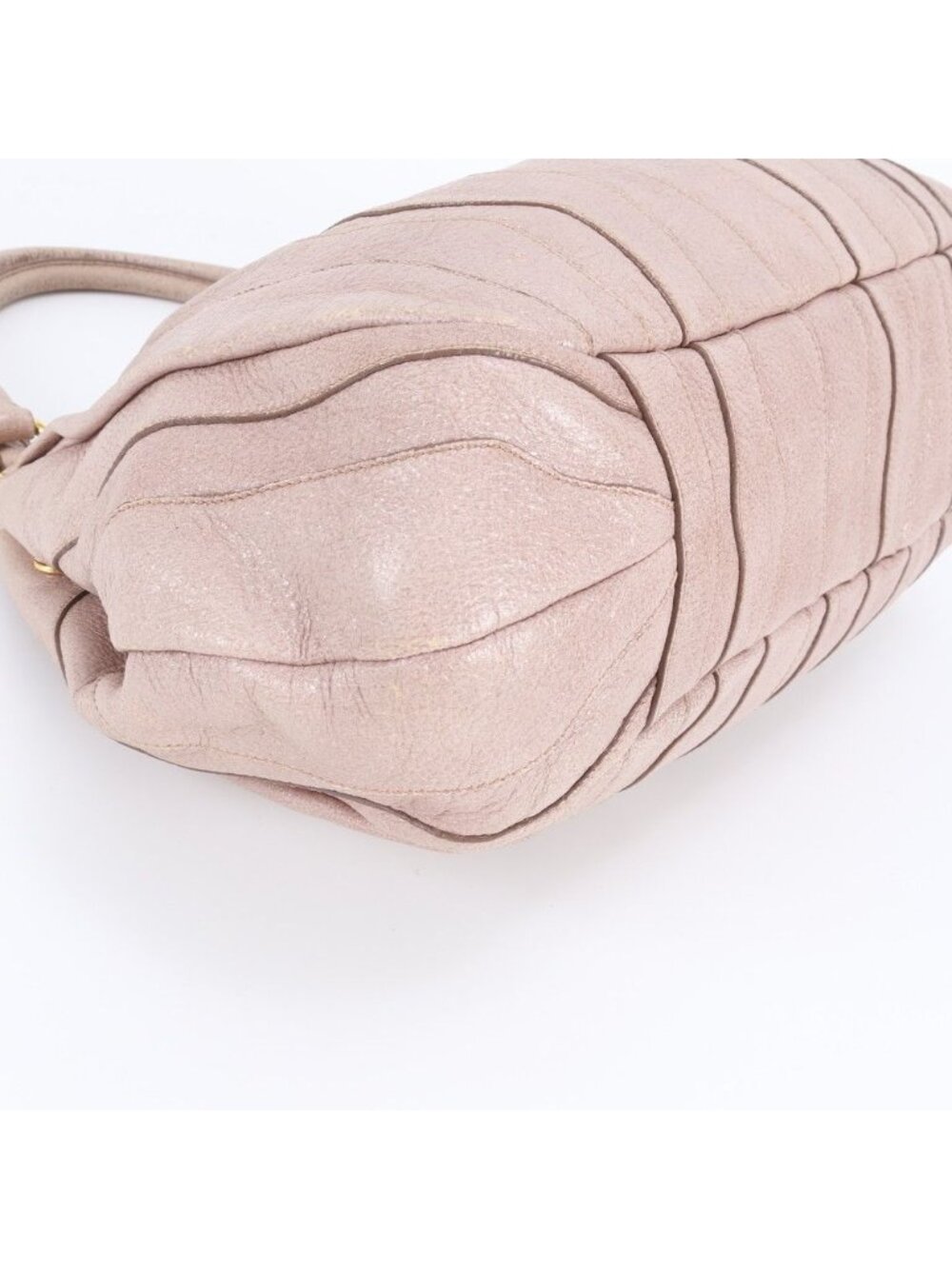 ★SOLD★ Prada Gathered Leather Tote Shoulder Hand Pink Gold - Picture 4 of 8